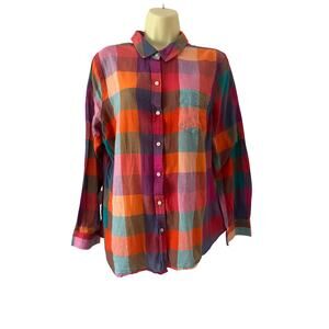 Old Navy- Colorful Plaid Blouse Size Large